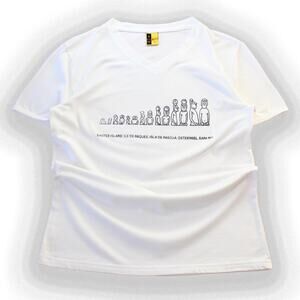 White Rapa Nui Easter Island V Neck Graphic Tee